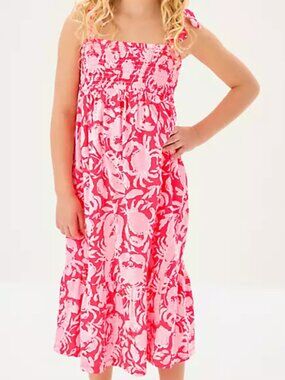 Lilly Pulitzer Chic Girls Mini Kailua Maxi Dress Cane Coral Crab Collab NWT